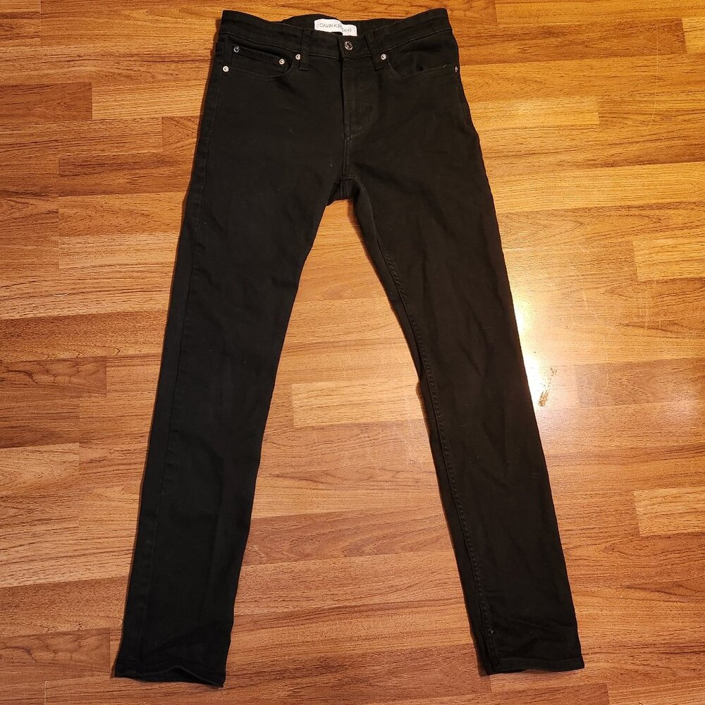 Calvin Klein mid-rise black straight leg jeans